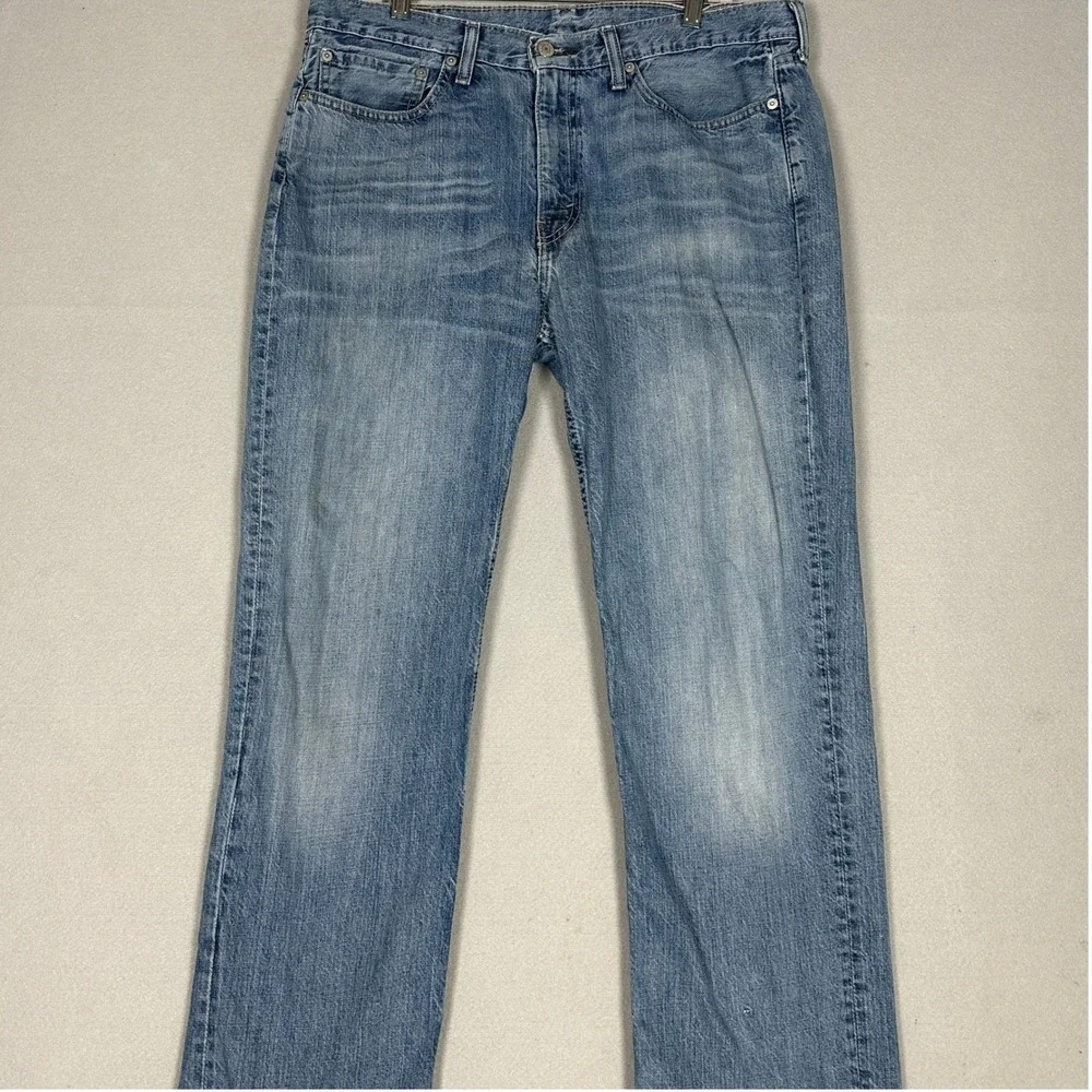 Levis 514 Jeans Mens 36X34 Blue Straight Fit Classic 5-Pocket Distressed Denim